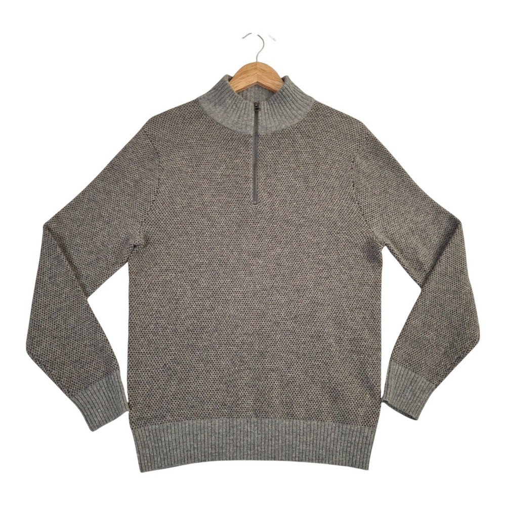 J. Crew Rugged Merino Wool Blend 1/4 Zip Sweater Mens Small Gray